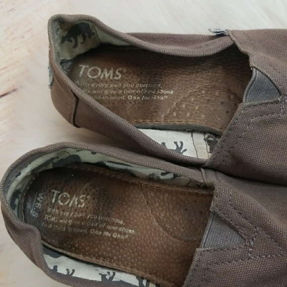 Toms slip on flats gray boat shoes canvas size 6.5 - Picture 4 of 6
